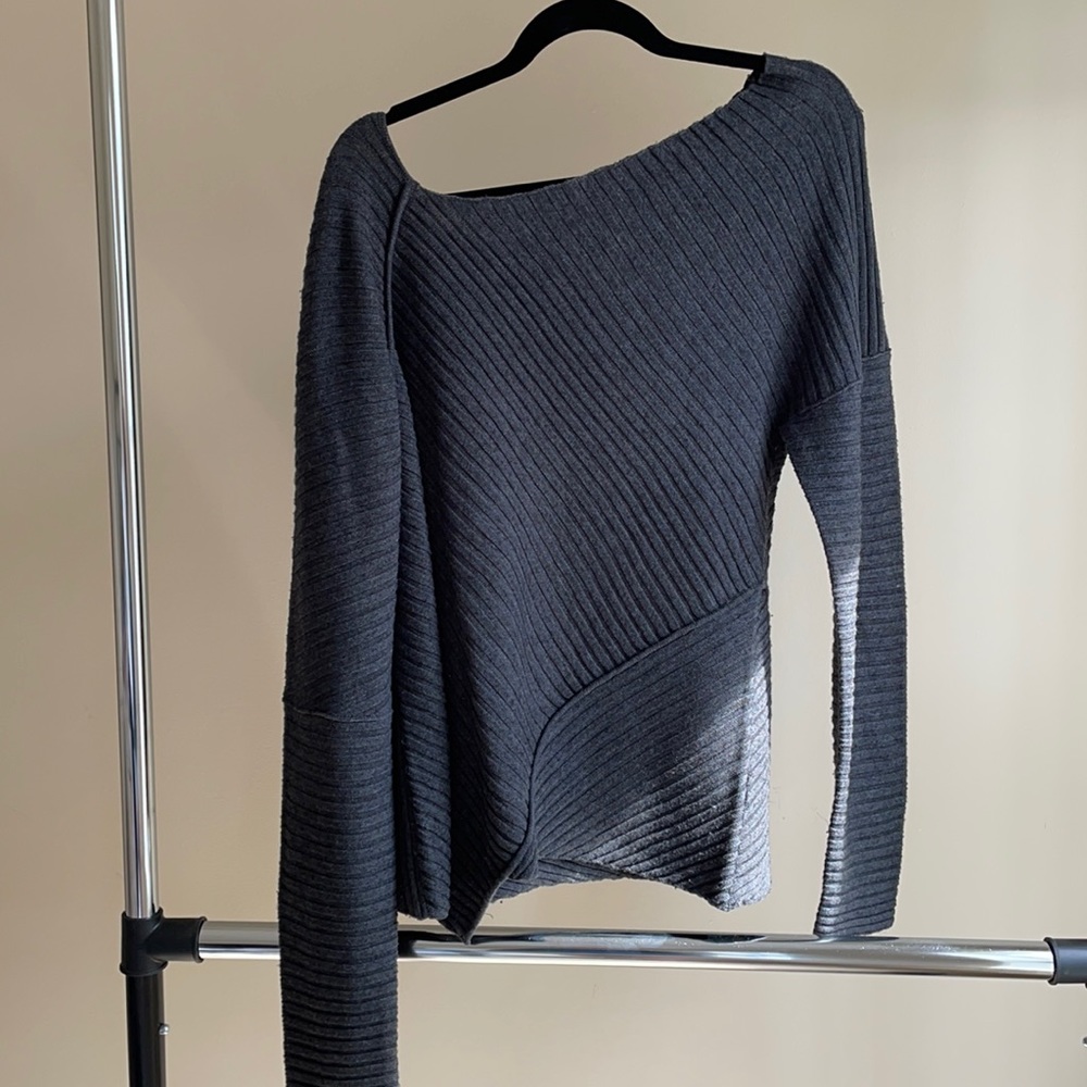 Free People Gray Off the Shoulder Sweater